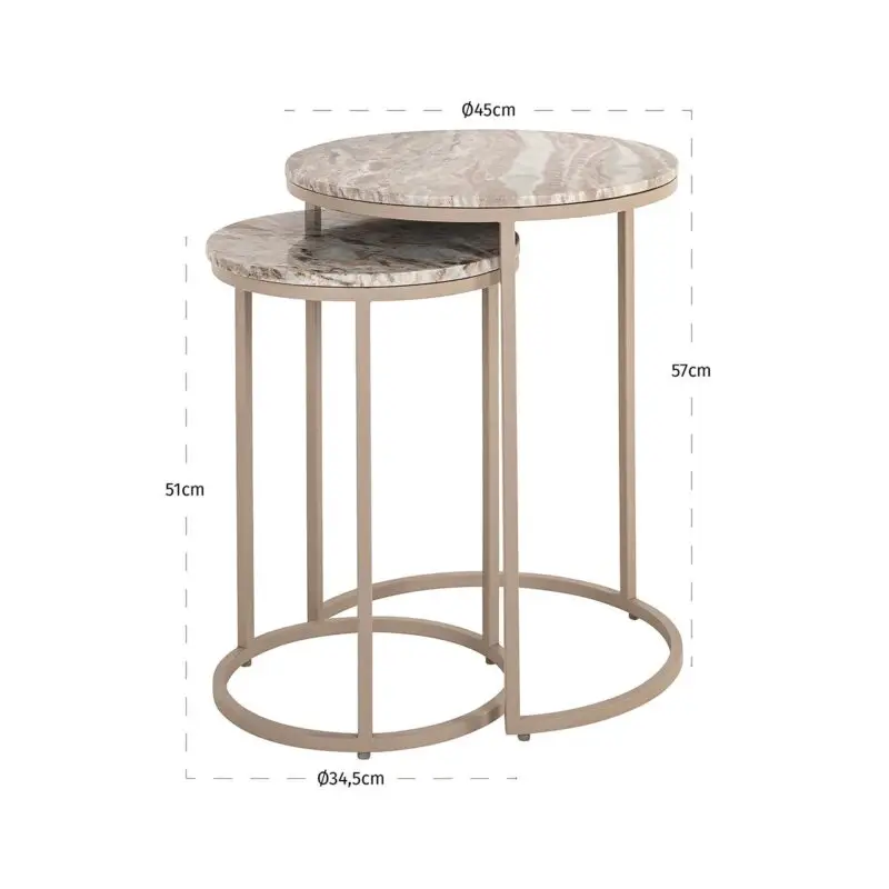 - Bijzettafel Fairfax set van 2 (Stone)