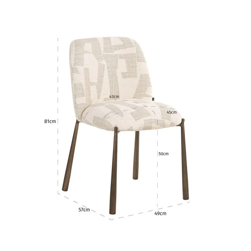 - Eetkamerstoelen Lana beige graffic (set van 2) (Beige graffic)