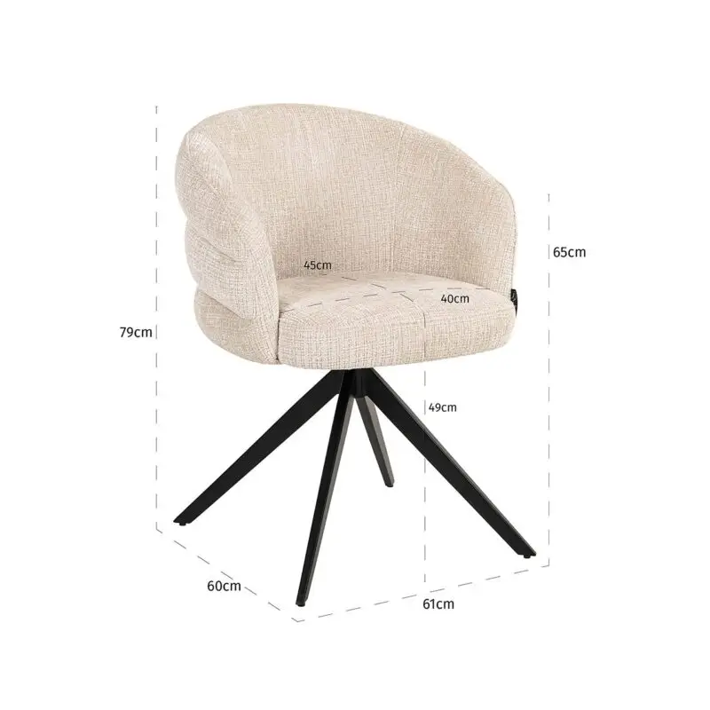 - Draaistoel Serenity beige chenille (Niagara 902 beige Chenille)