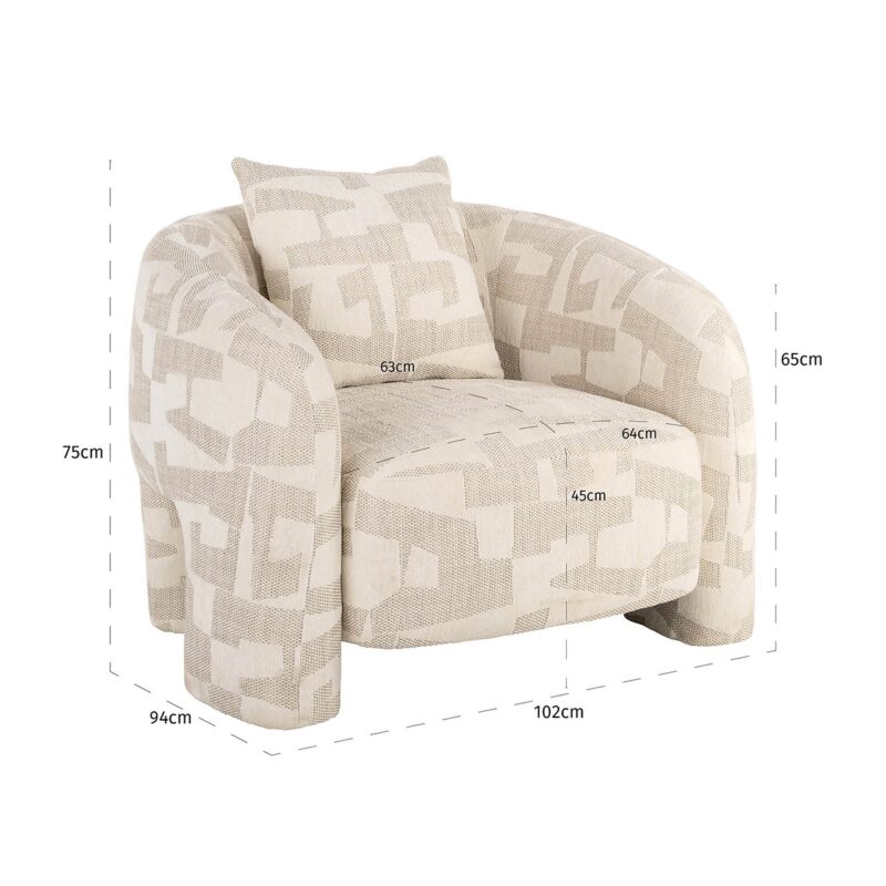 - Lounge fauteuil Tuscany beige graffic (Beige graffic)