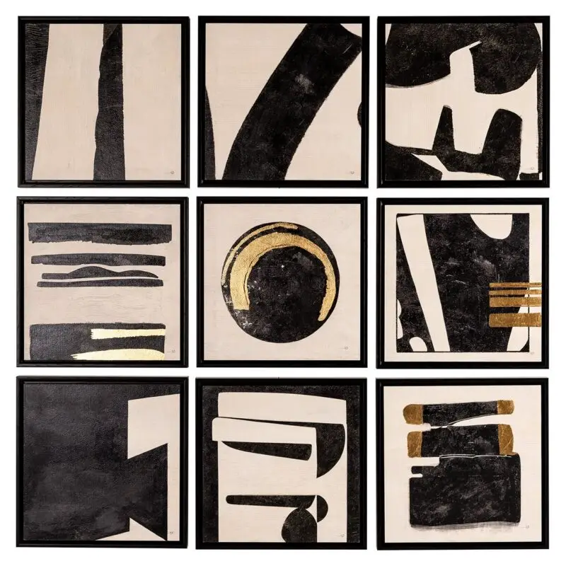 - Wall art Gabri set van 9 (Black/white)