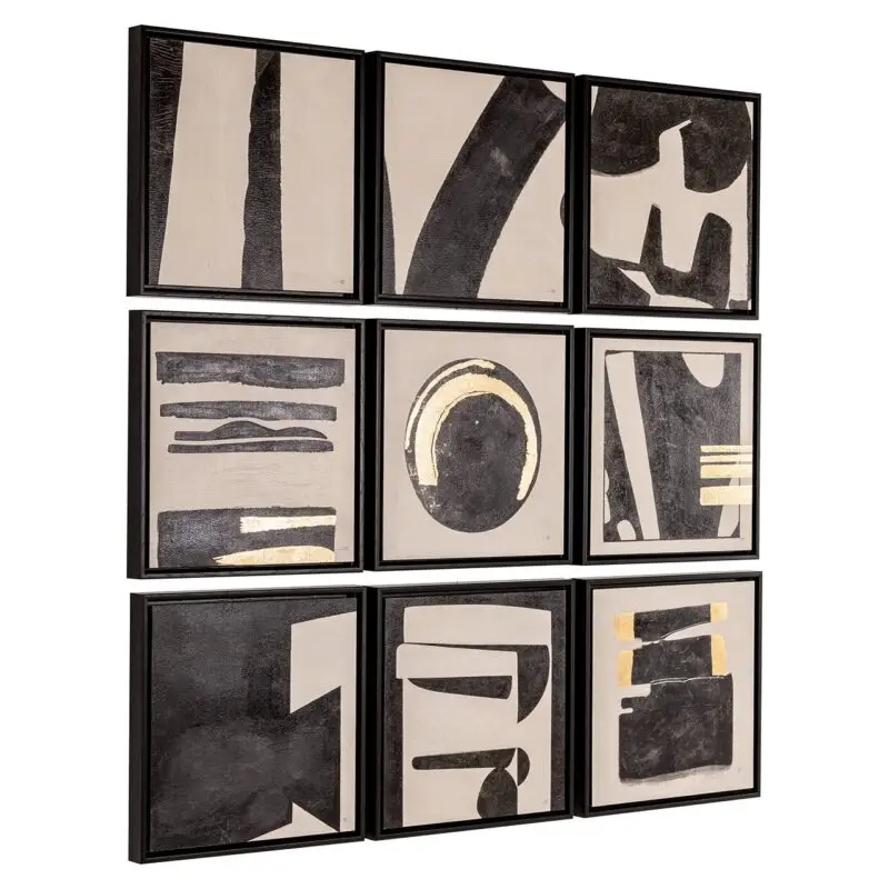 - Wall art Gabri set van 9 (Black/white)