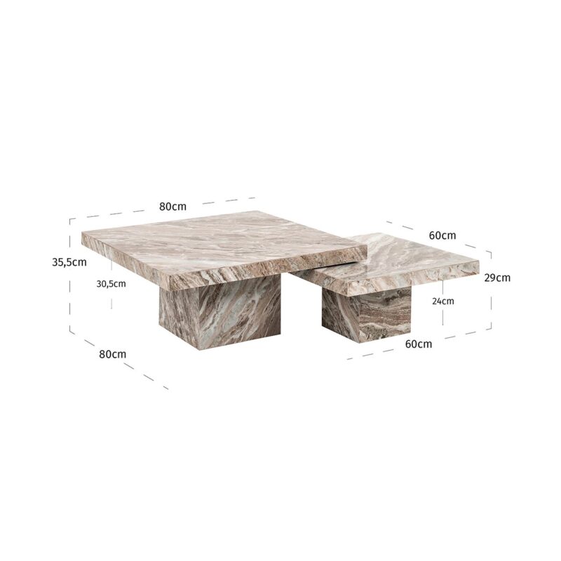 - Salontafel Rashford set van 2 (Stone)