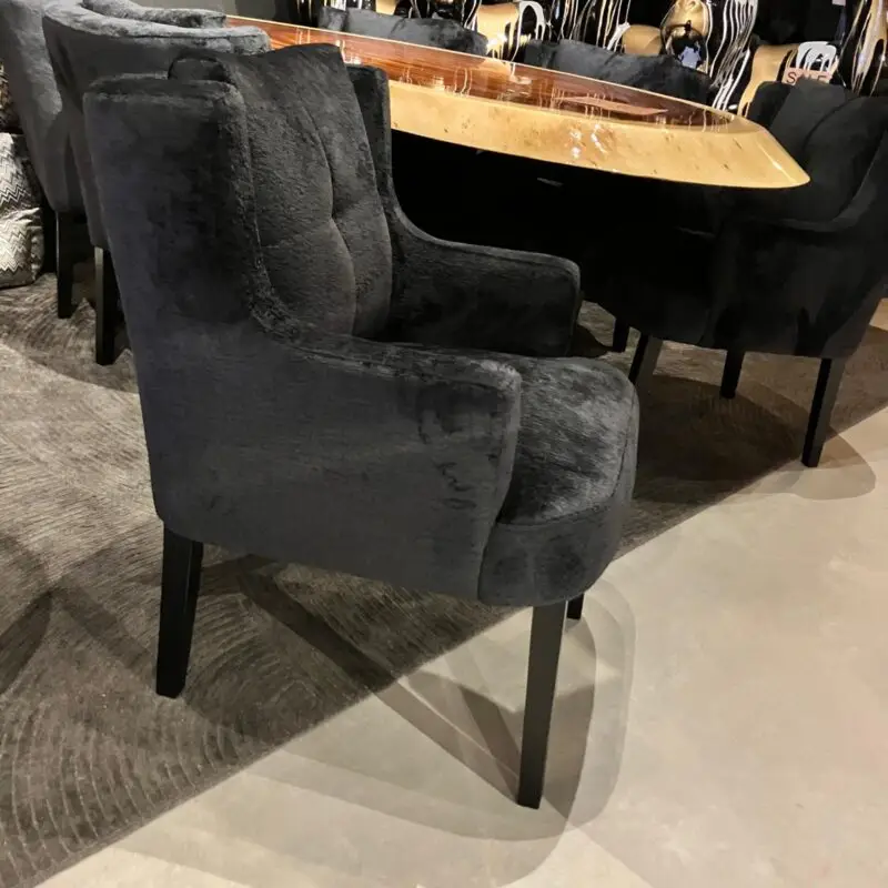 6 eetstoelen Willem in de stof bergen zwart outlet807 - Afbeelding 2
