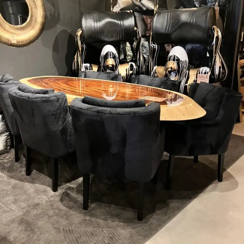 6 eetstoelen Willem in de stof bergen zwart outlet807 - Afbeelding 3