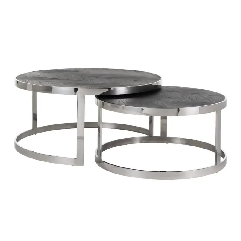 - Salontafel Blackbone Silver black rustic (Set of 2)