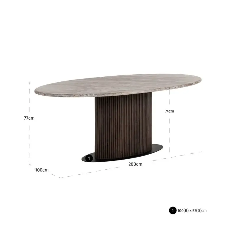 - Eettafel Rasford dark brown oval 200
