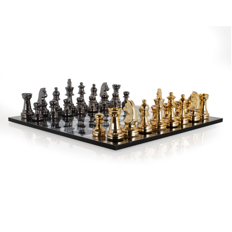 - Decoratief spel Saray black/gold chessboard