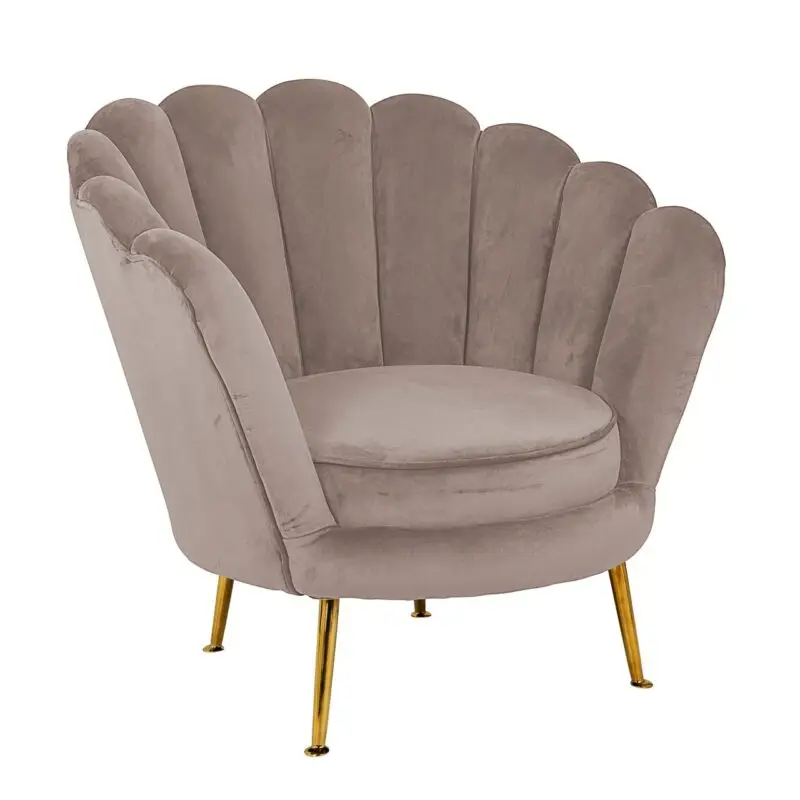 - Lounge stoel Perla khaki velvet