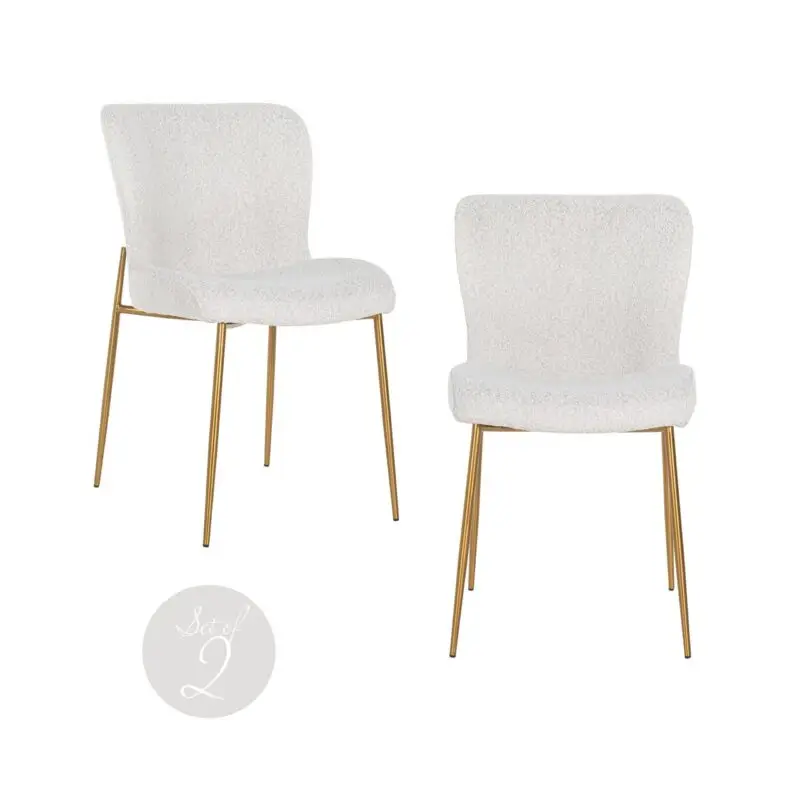- Eetkamerstoel Odessa white bouclé (Set of 2)