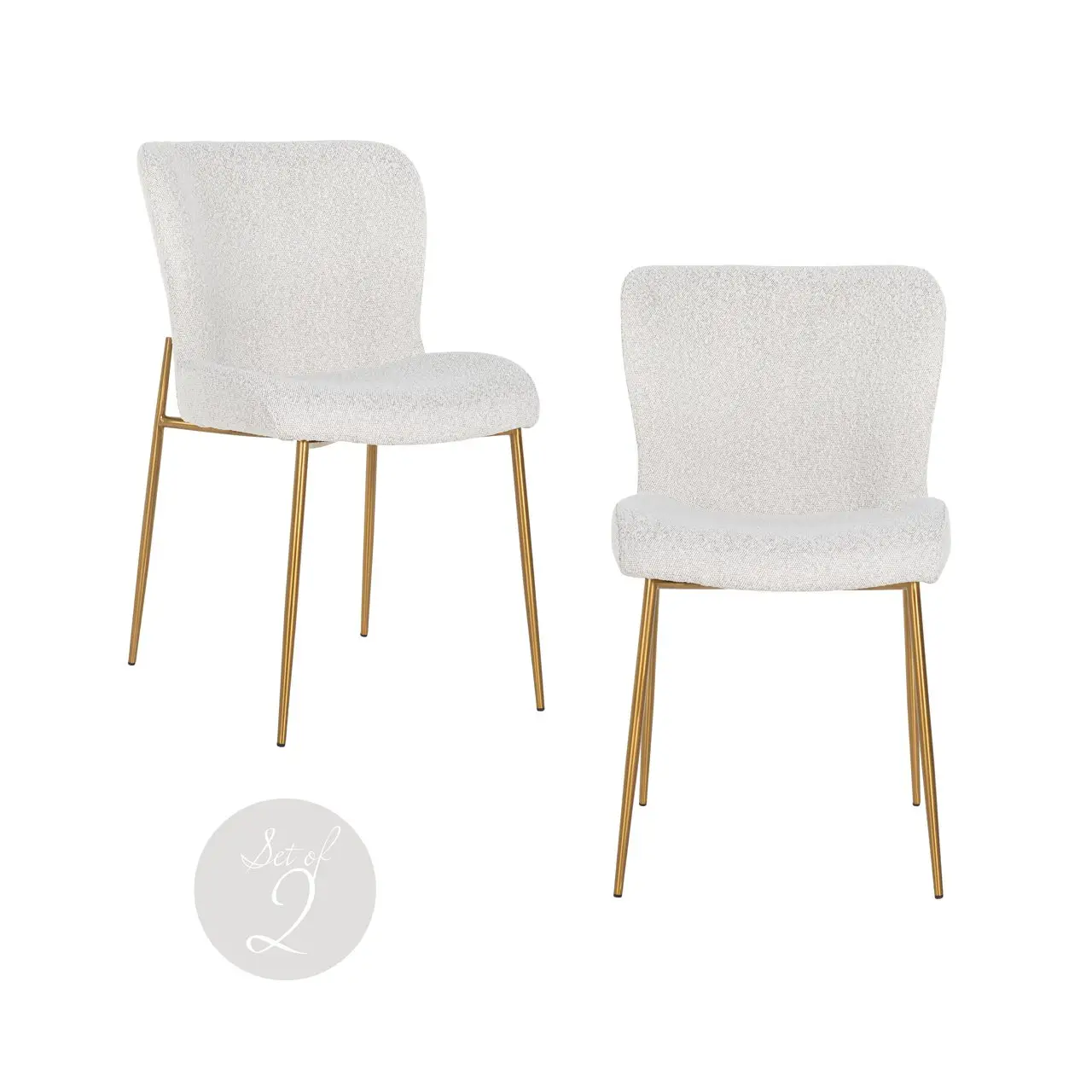 - Eetkamerstoel Odessa white bouclé (Set of 2)