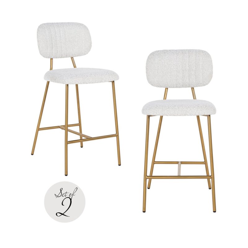 - Counterstoel Xenia white bouclé (Set of 2)