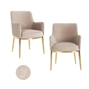 - Eetkamerstoel Breeze khaki velvet fire retardant (Set of 2)