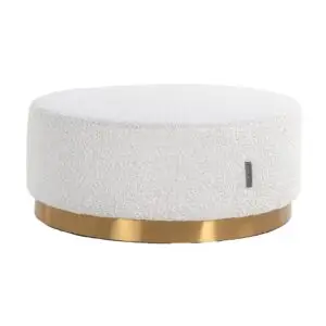- Poef & Voetenbank Emmy white bouclé 70Ø