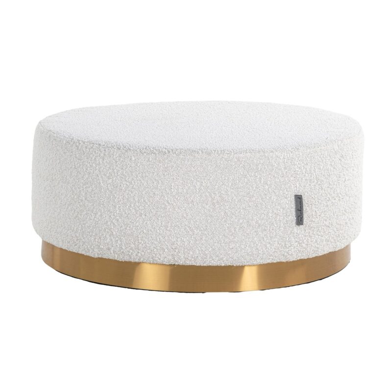 - Poef & Voetenbank Emmy white bouclé 70Ø