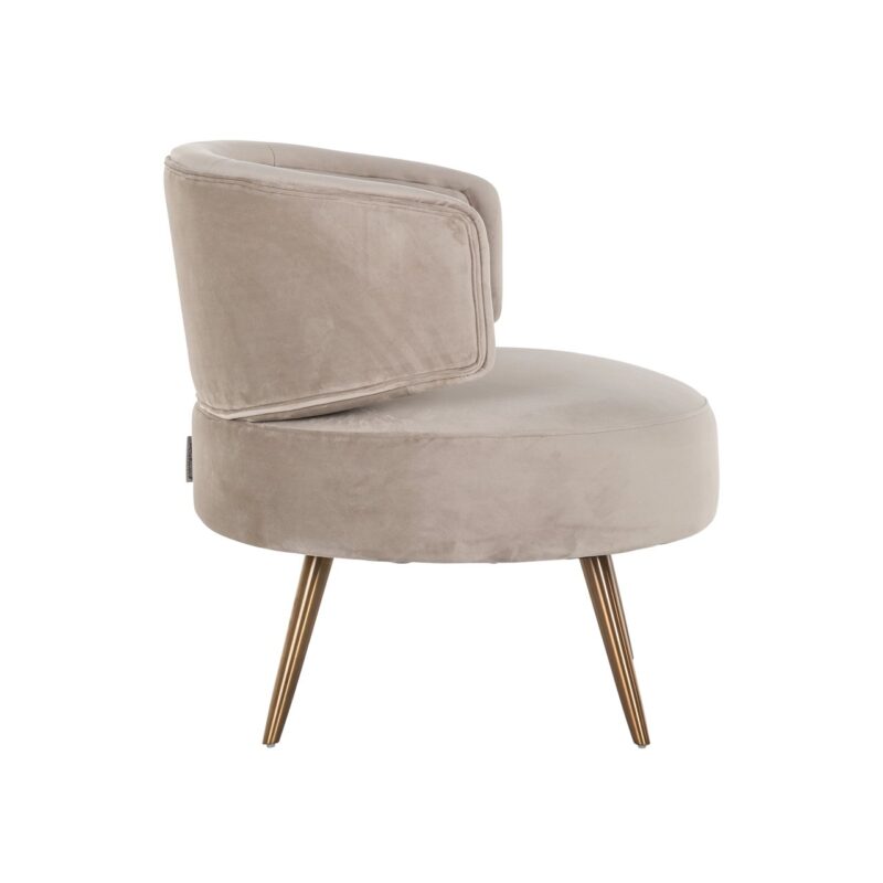 - Lounge stoel Hazel khaki velvet fire retardant