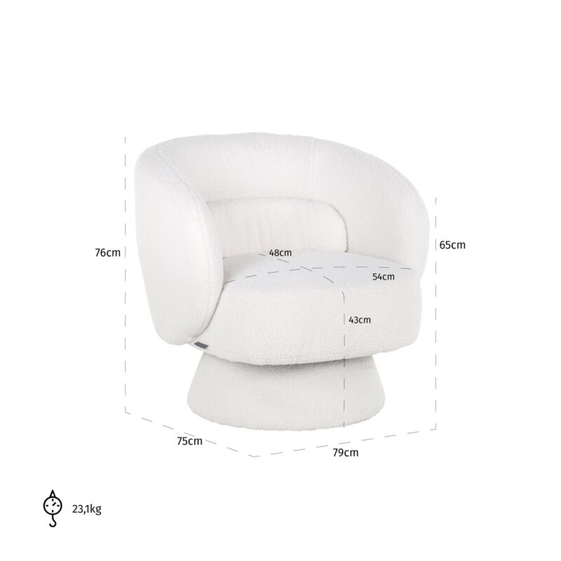 - Lounge stoel Senna white furry