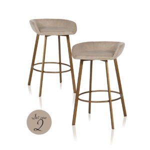- Barstoel Cressida khaki velvet low back (Set of 2)