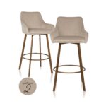 - Barstoel Cressida khaki velvet high back (Set of 2)