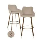- Barstoel Cressida khaki velvet high back (Set of 2)