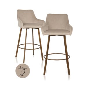 - Barstoel Cressida khaki velvet high back (Set of 2)