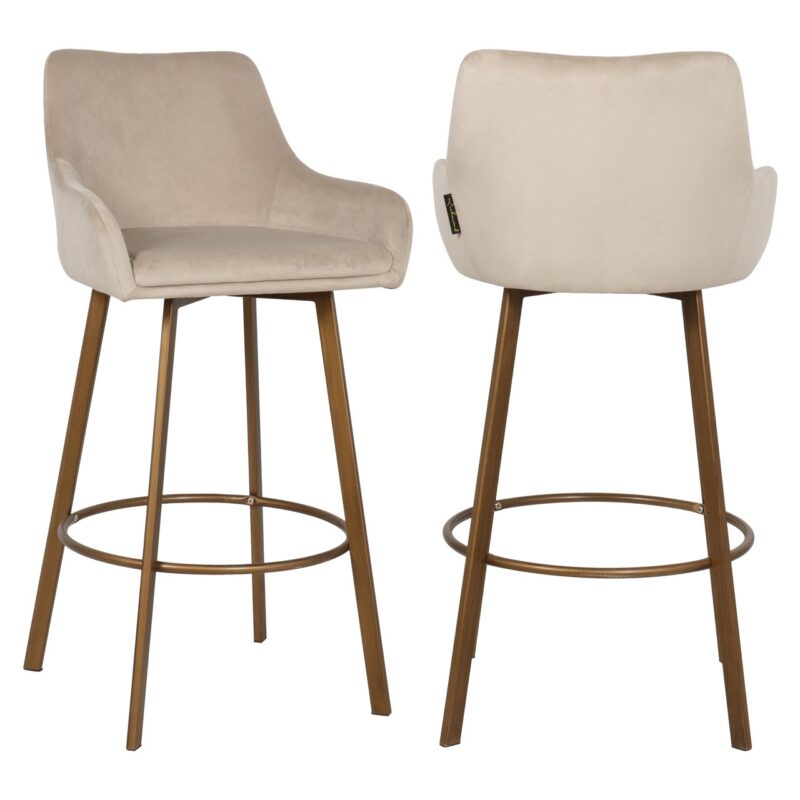 - Barstoel Cressida khaki velvet high back (Set of 2)
