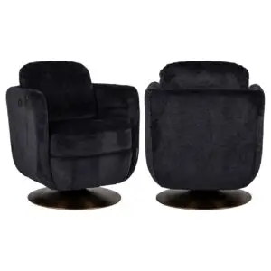 - Lounge stoel Turner black chenille swivel