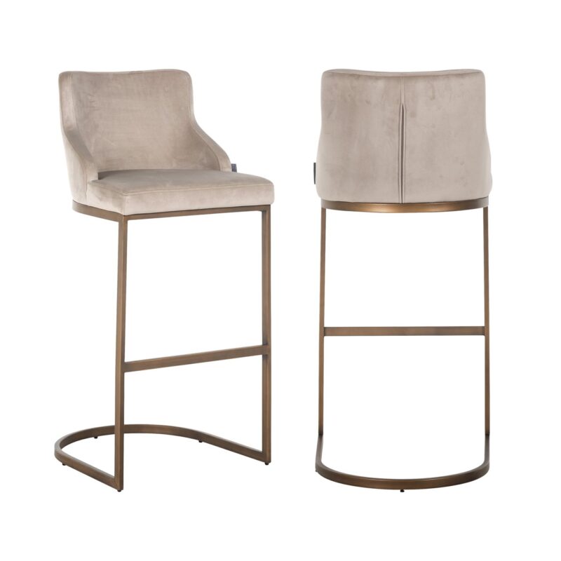- Barstoel Bolton khaki velvet brushed gold fire retardant (Set of 2)