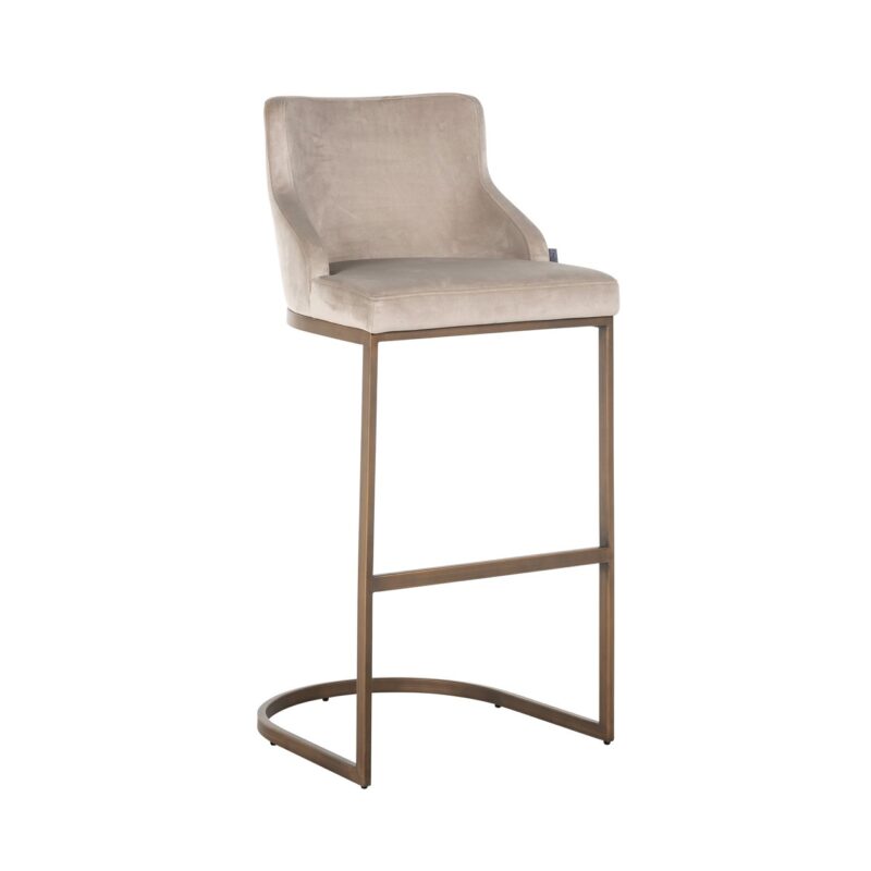 - Barstoel Bolton khaki velvet brushed gold fire retardant (Set of 2)