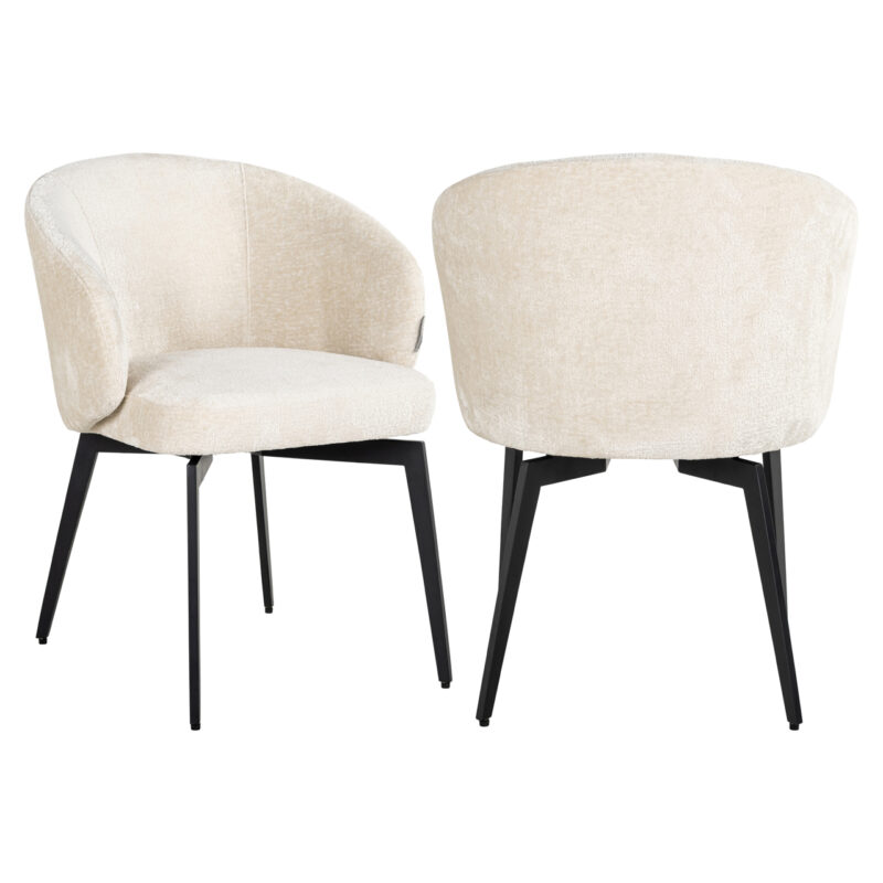 - Eetkamerstoel Amphara FR white chenille fire retardant