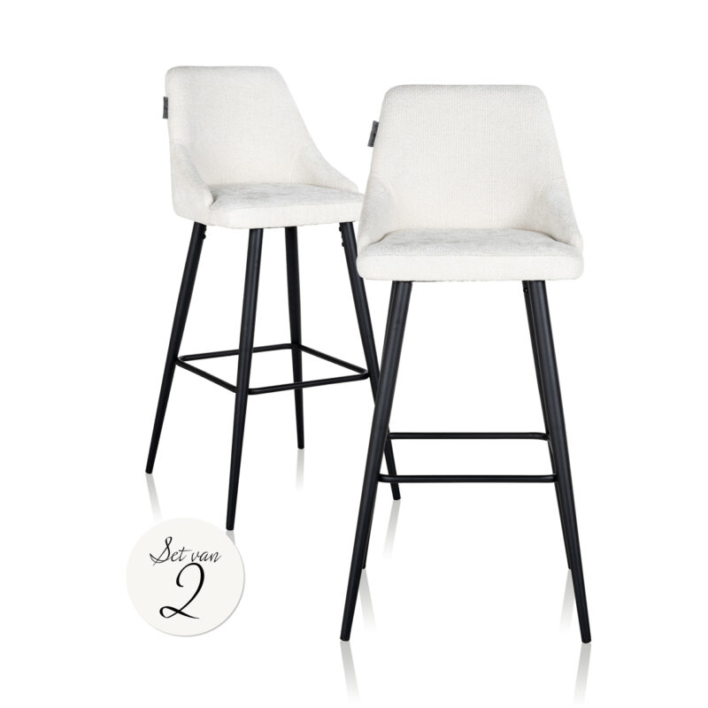 - Barstoel Brooke white unicorn (Set of 2)