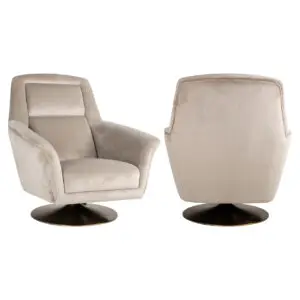 - Lounge stoel Nora khaki velvet swivel