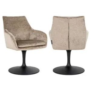 - Eetkamerstoel Marlon taupe chenille swivel