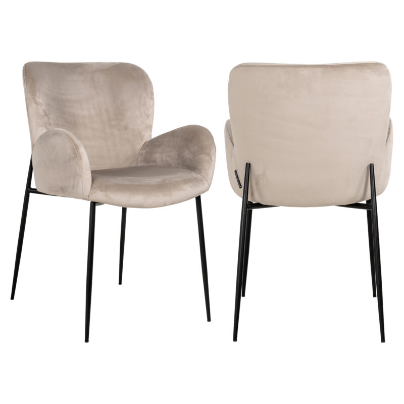 - Eetkamerstoel Amber khaki velvet fire retardant