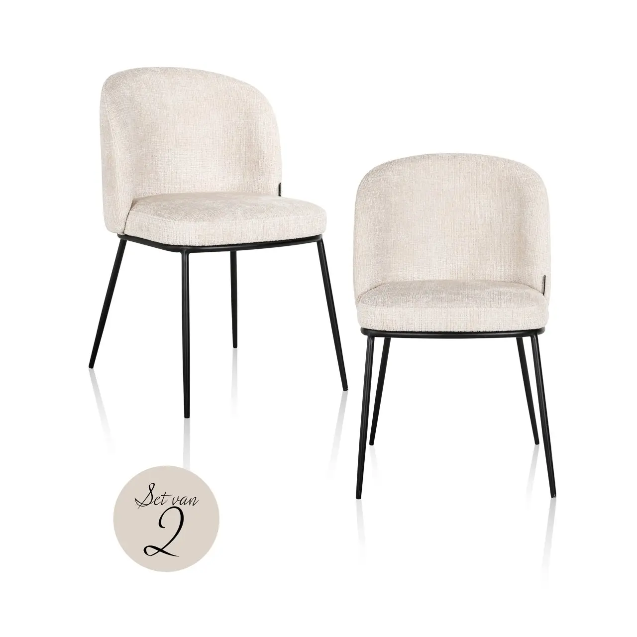 - Eetkamerstoel Elvi niagara beige fire retardant (Set of 2)