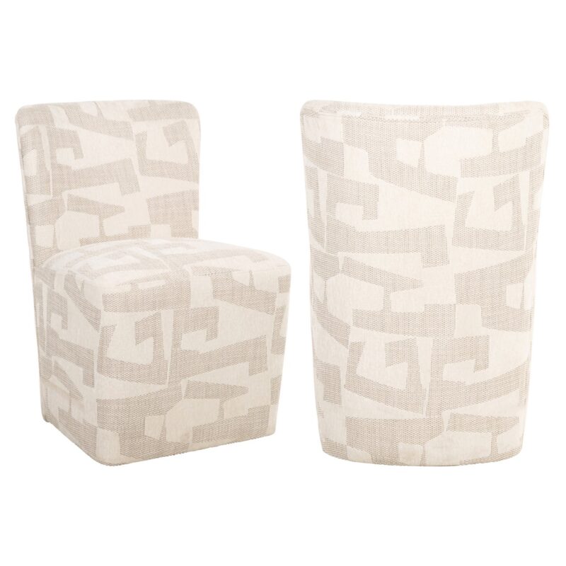 - Eetkamerstoel Lorain beige graffic on wheels
