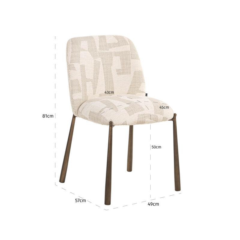 - Eetkamerstoel Lana beige graffic (Set of 2)