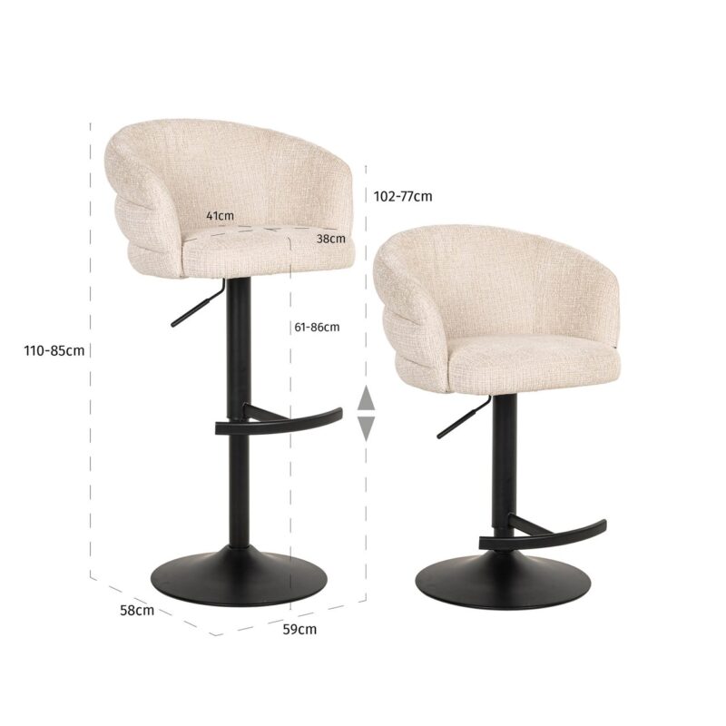 Richmond - Barstoel Nikki niagara beige  fire retardant - Afbeelding 39
