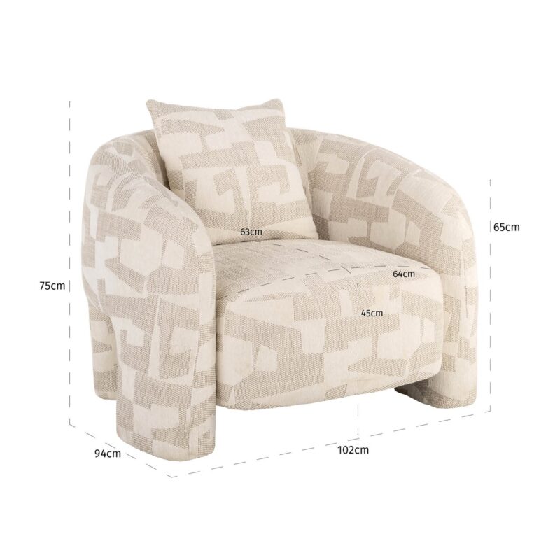 - Lounge stoel Tuscany beige graffic