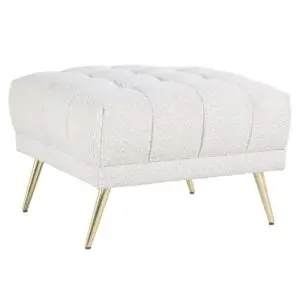 - Poef & Voetenbank Huxley white bouclé