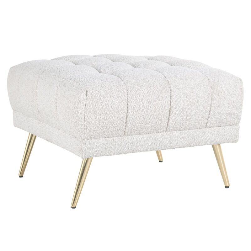 - Poef & Voetenbank Huxley white bouclé