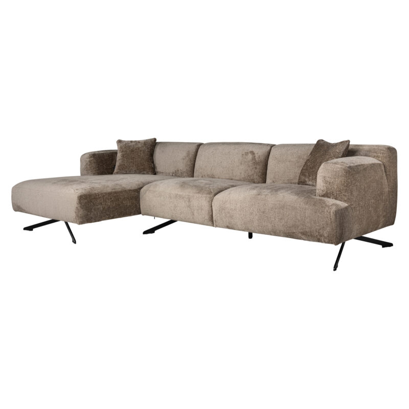 - Bank Donovan taupe chenille 3-seater + lounge left