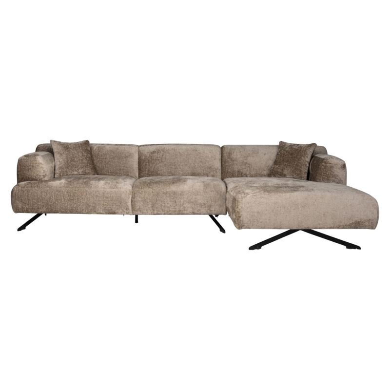 - Bank Donovan taupe chenille 3-seater + lounge right