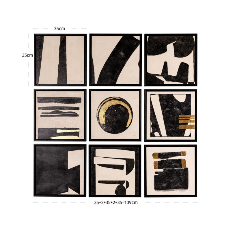 - Wall art Gabri black/white (Set of 9)