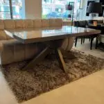 Eettafel brons glossy met glasplaat outlet905