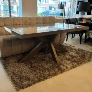 Eettafel brons glossy met glasplaat outlet905