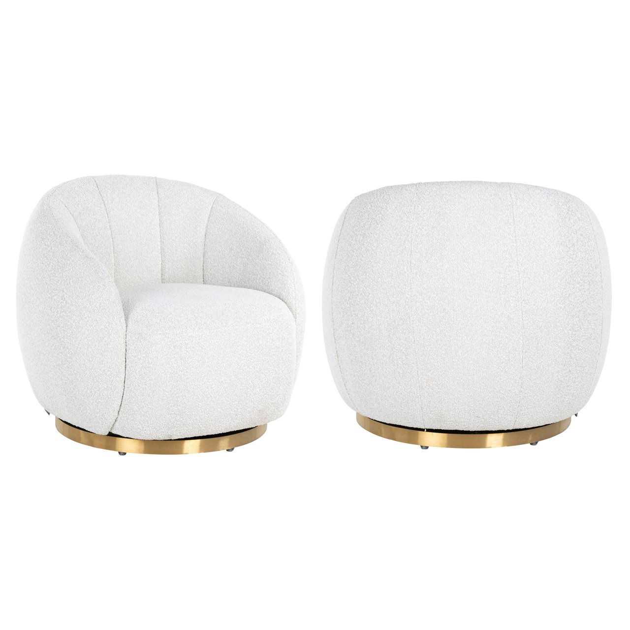 - Lounge stoel Jago white bouclé swivel