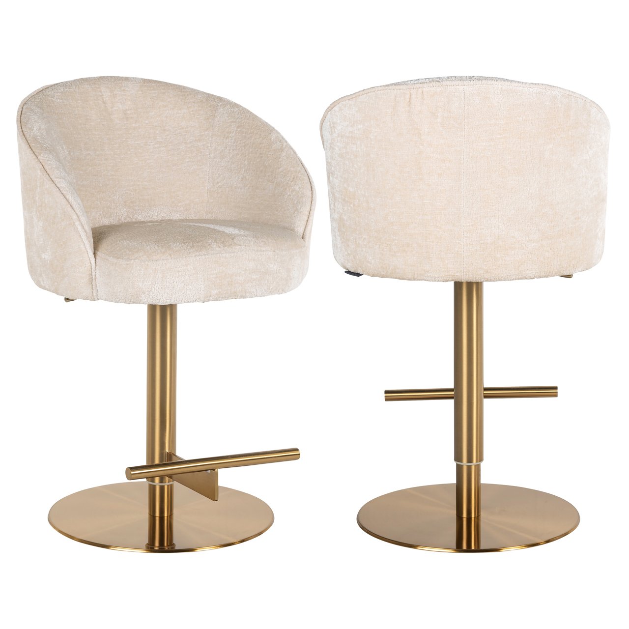 - Barstoel Zabi white chenille swivel