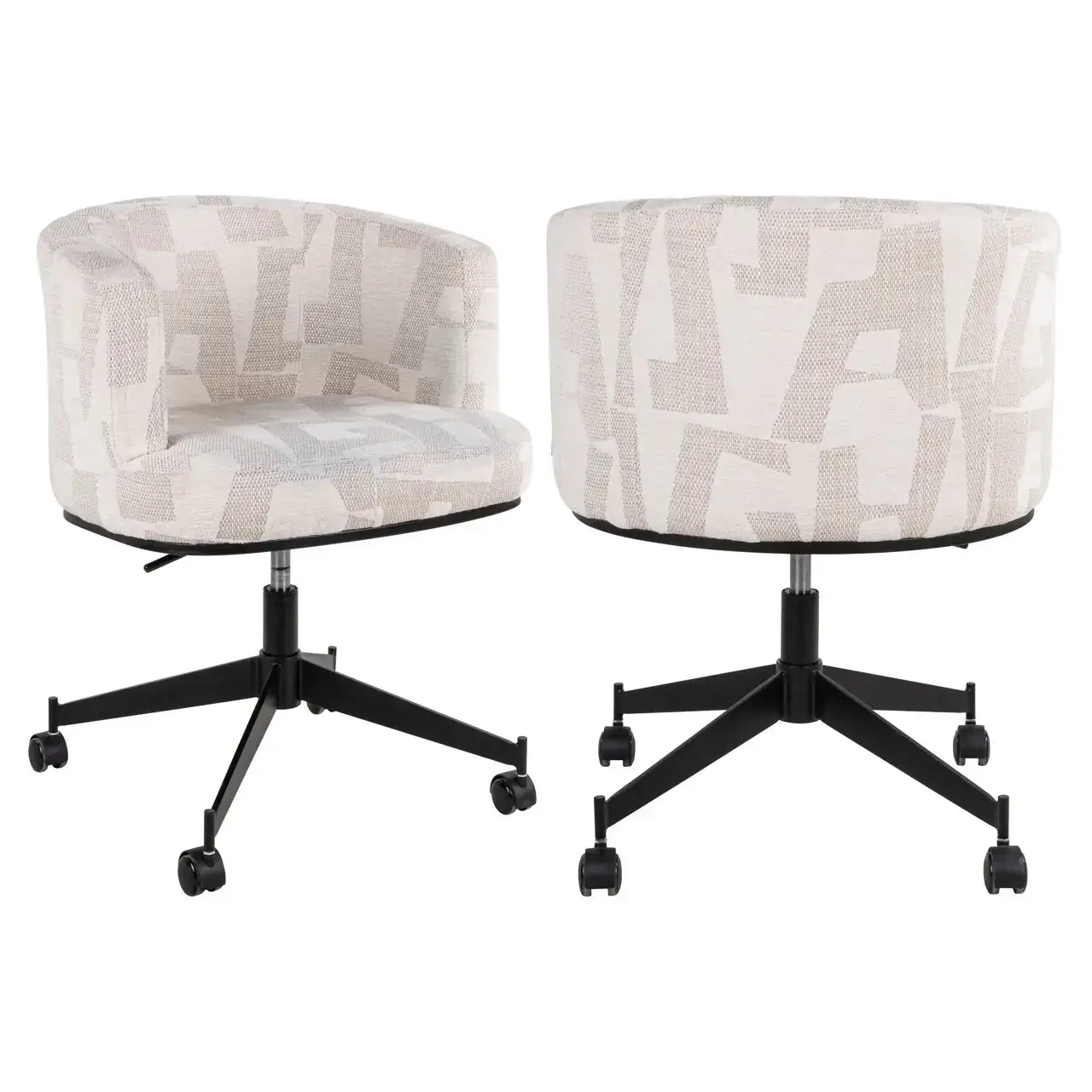 - Eetkamerstoel Rochenne beige graffic swivel on wheels