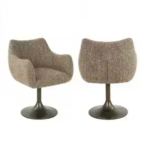 - Eetkamerstoel Aldo brown tweed swivel